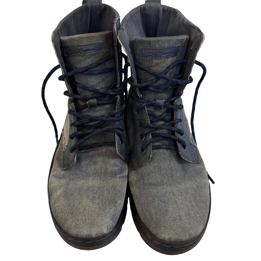 Dr. Martens Combs Boots 8 Eye Canvas Lace Up Combat Blue Chunky Men 10